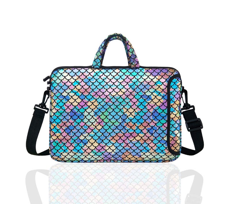 Youda 11.6-Inch Laptop Shoulder Messenger Carrying Bag Case Sleeve For 11" 11.6" 12" 12.5 inch Macbook/Notebook/Ultrabook/Chromebook, Mermaid Scale (Colorful) - Image 1